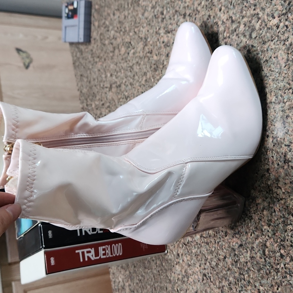 Pink Latex Boots